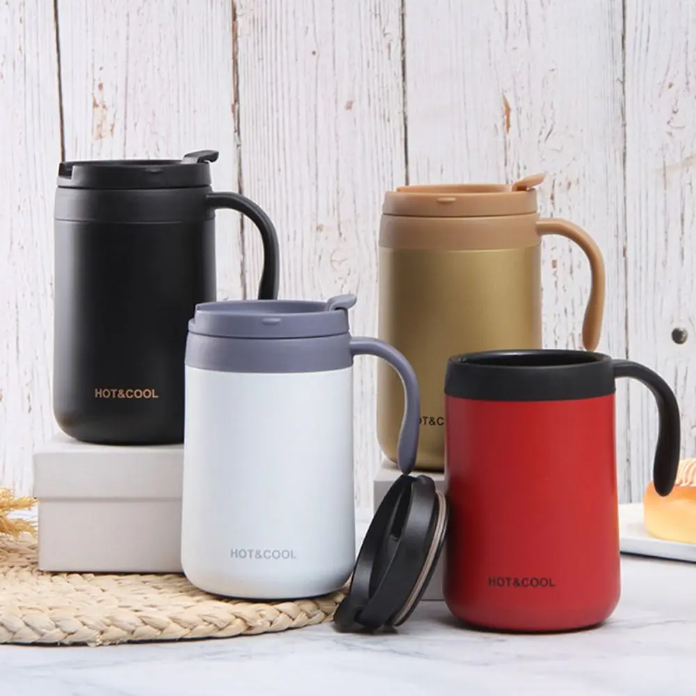 Double-Walled Insulated Coffee Mug Stainless Steel 500ML Thermal Coffee Mug with Handle Portable Vacuum Thermal Cup Portable Use