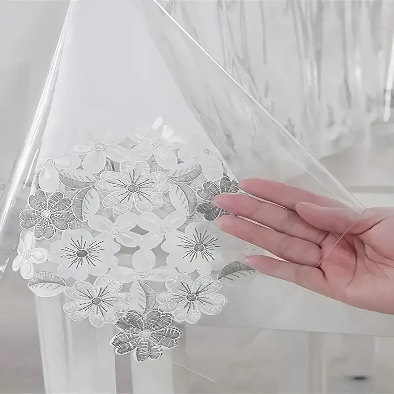 PVC transparent tablecloth with a thickness of 0.25mm, heat-resistant, waterproof, and oil resistant dining table mat, 1pc
