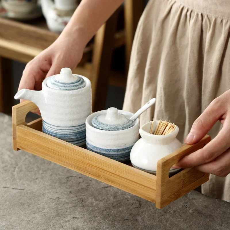 Seasoning Jar Japanese Style Ceramic Spice Box Kitchen Utensils