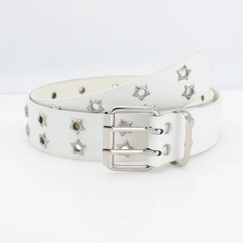Korean Style Hollow Out Punk Belt | Women's  Fashion Star Eyelet  Decor Hip-Hop Double-Row  Waistband  for Casual  Wear