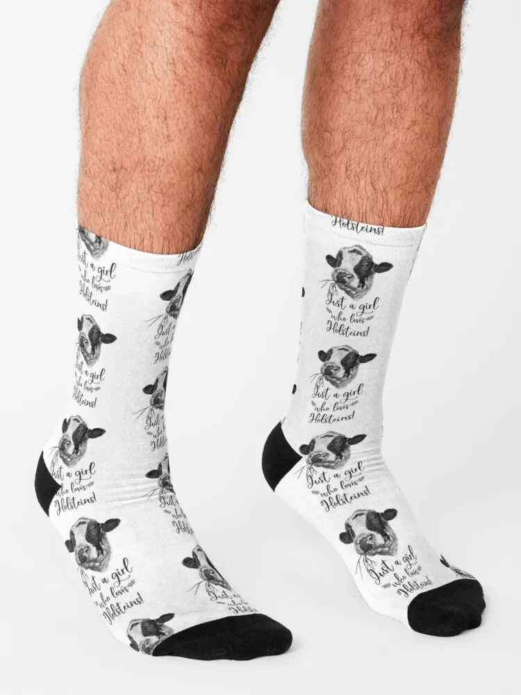 Just A Girl Who Loves Holstein Cows Socks Black Socks Sport Socks
