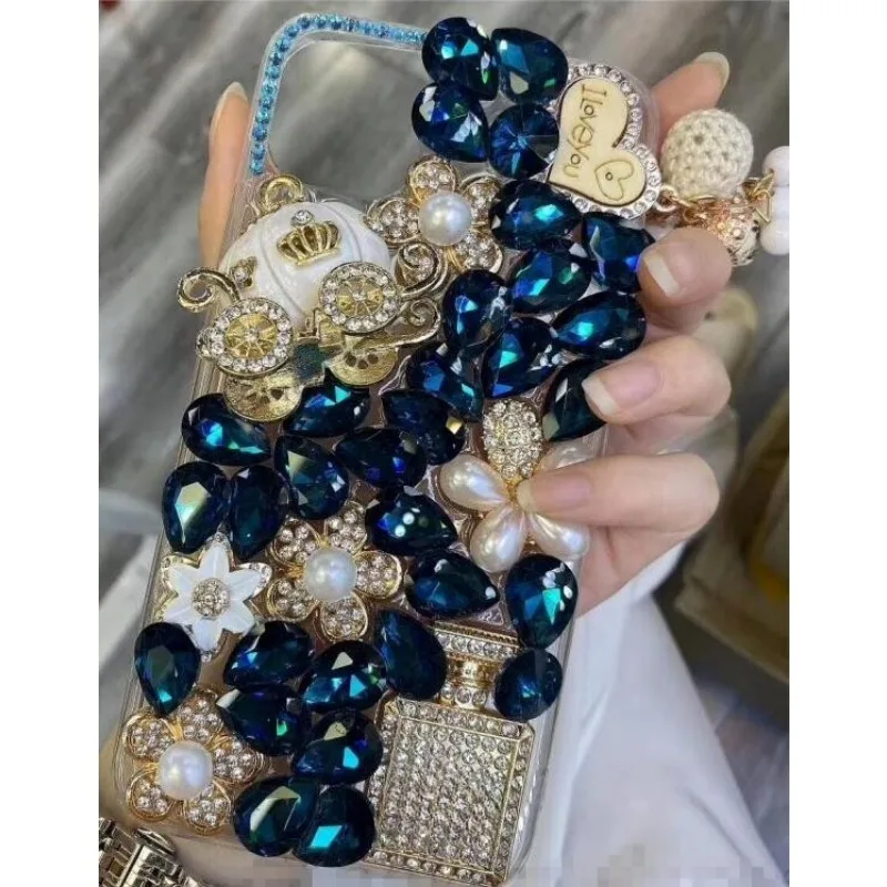 Rhinestone Love Diamond Case – For iPhone 7–17 Pro Max & Air Series