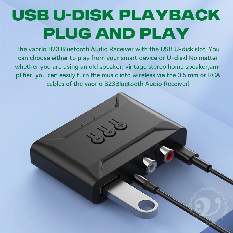 USB Bluetooth Audio Receiver Adapter 5.4 Wireless For Car Speaker Amp