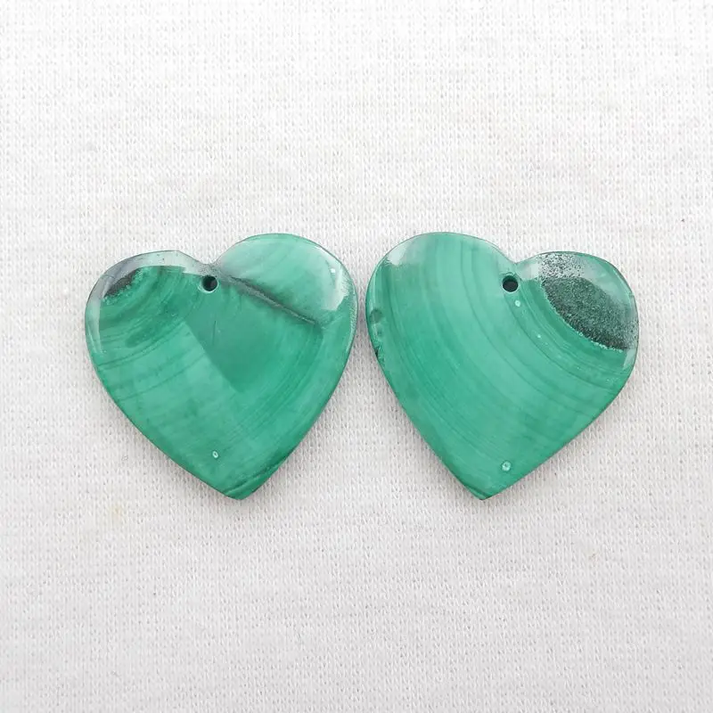 Natural Stone Malachite Heart Shape Earring Bead 23x22x3mm 7g Semiprecious Fashion Jewelry Women Earrings Accessories