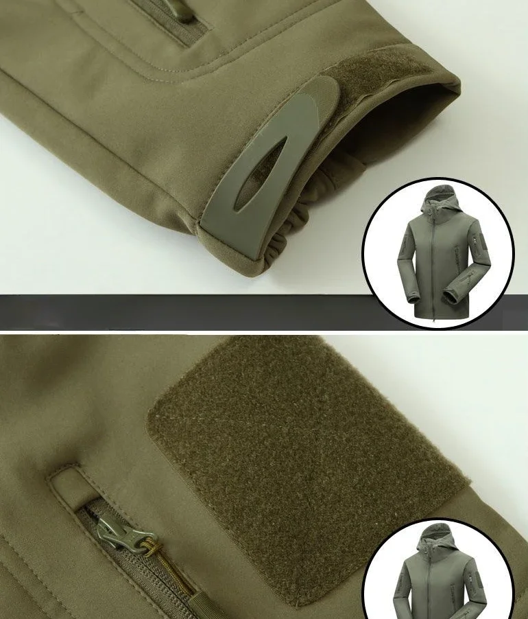 Men Spring Autumn New Soft Shell Short Loose Storm Jacket Set Male Army Fan Windproof Breathable Velvet Mountaineering Jacket