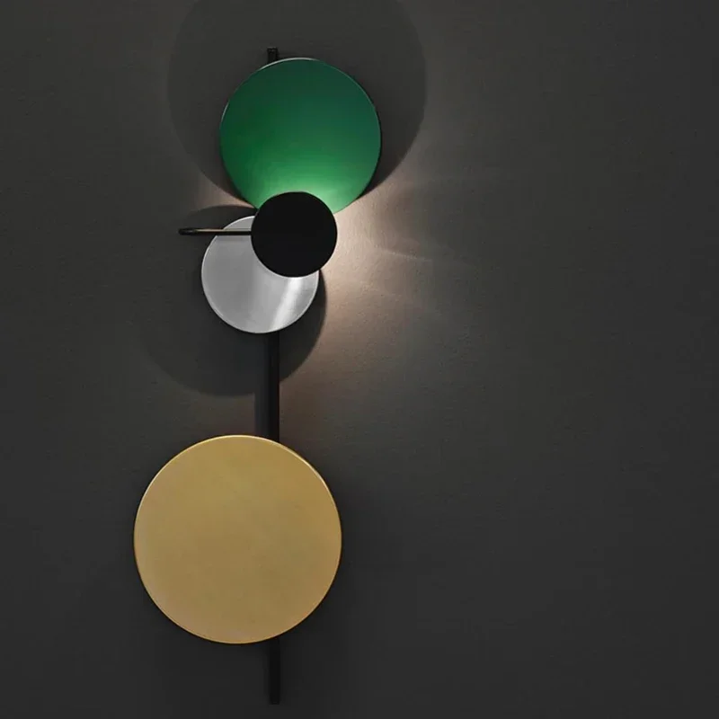 

Modern Led Wall Lamp for Bedroom Bathroom Colorful Art Home Decor DIY Round Circle Metal Bedside Indoor Lighting 220V