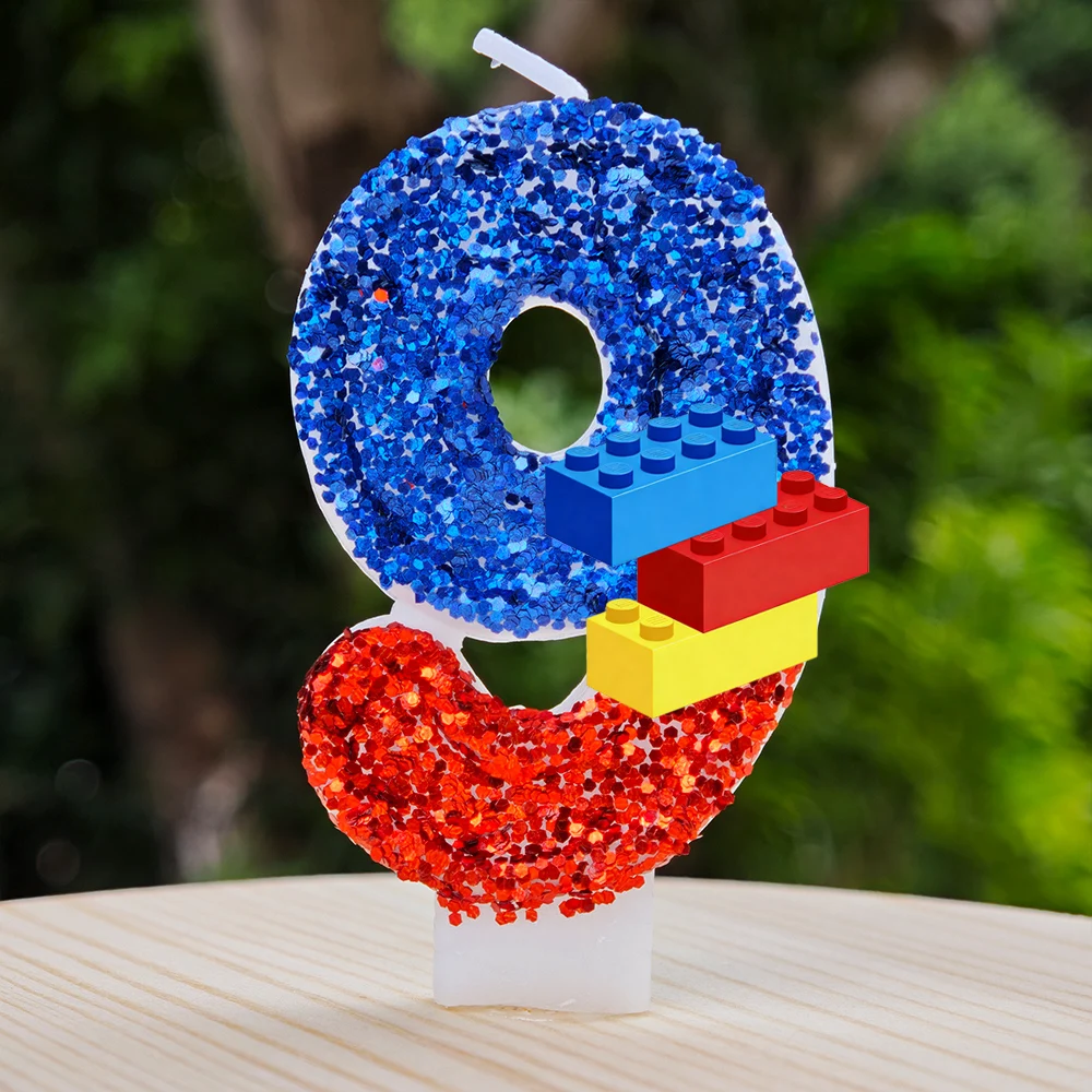 Lego-Baustein-Kerzen Nummer 0-9 Kerzen-Kuchendekoration Geburtstagsparty für Kinder Babyparty-Dekoration Geschenk – Detail 33