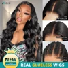 5X5 Glueless Wig Bleached Knots Pre Plucked Upgraded Lace Front Wigs Pre Cut Body Wave  Natural Color 100% Human Hair For Women 1