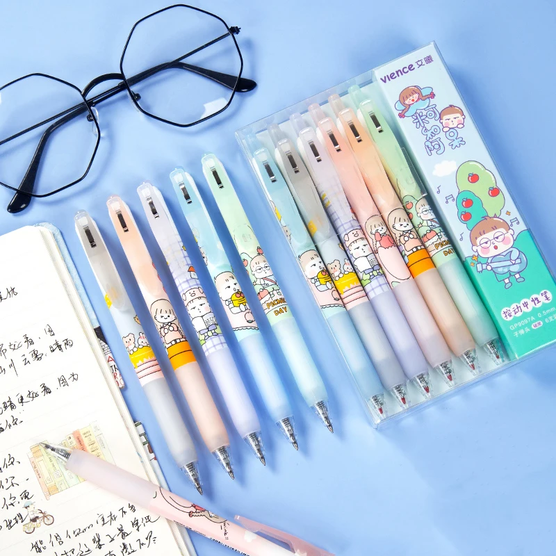 

Gel Pens, 6 Pcs 0.5mm Black Ink Pens Fine Point Smooth Writing Pens, High-End Series Pens for Journaling Note Taking