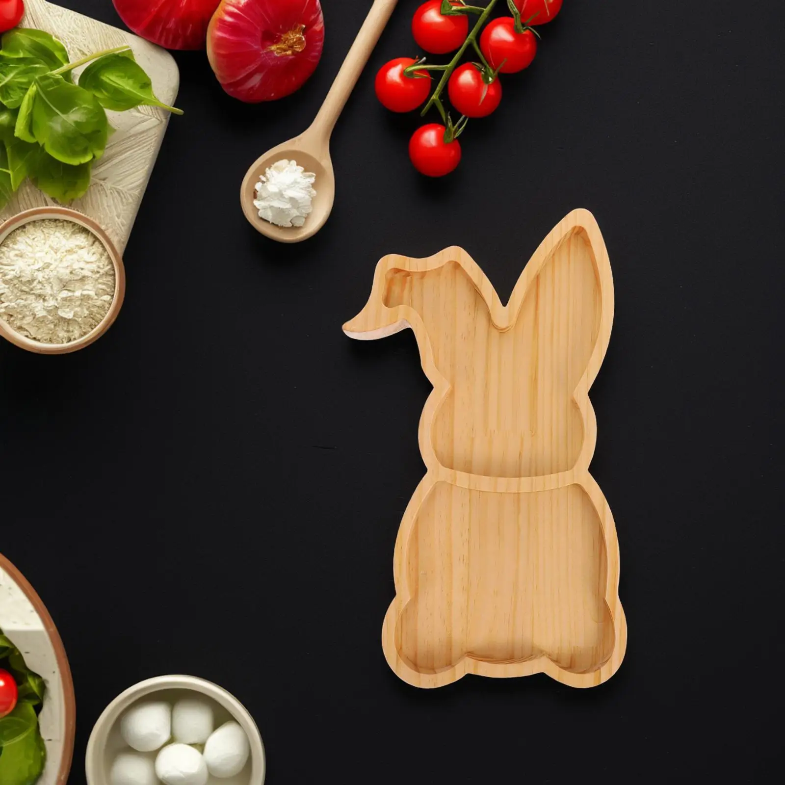 Rabbit Tray Easter Shaped Wooden Food Charcuterie Board Cheese Bunny Serving Child 3