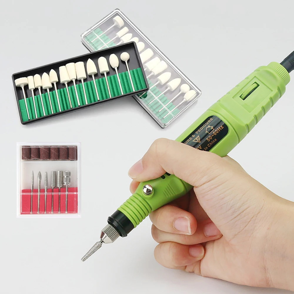 HALAIMAN 6 색 휴대용 손톱 연마 기계 전기 손톱 샌더 네일 액세서리 매니큐어 페디큐어 도구 용 밀링 커터