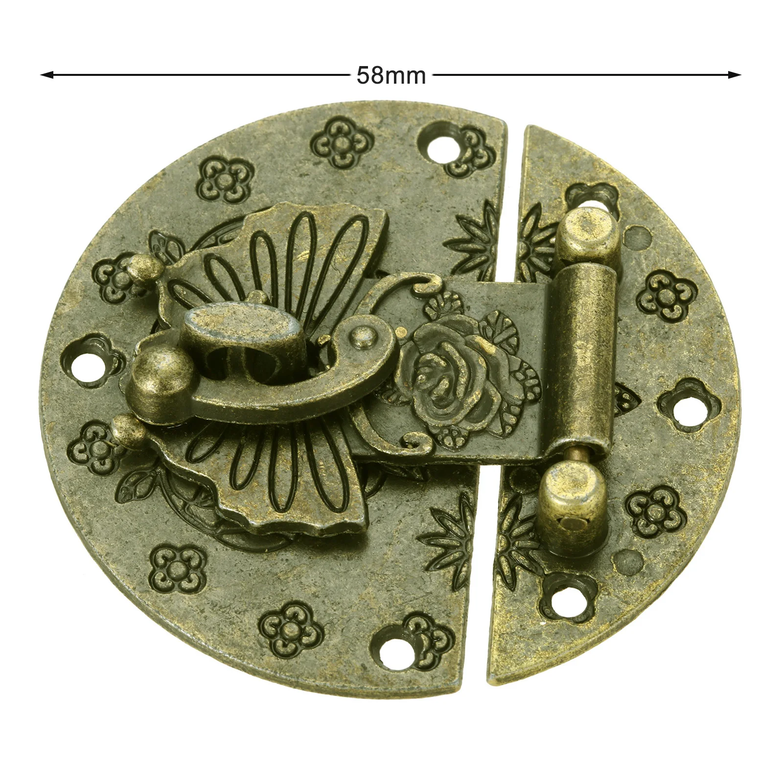 dophee 1 set Butterfly Case Hasp Hardware Accessories Lock Set Jewelry Box Furniture Locking Latch Hinges Wooden 58MM