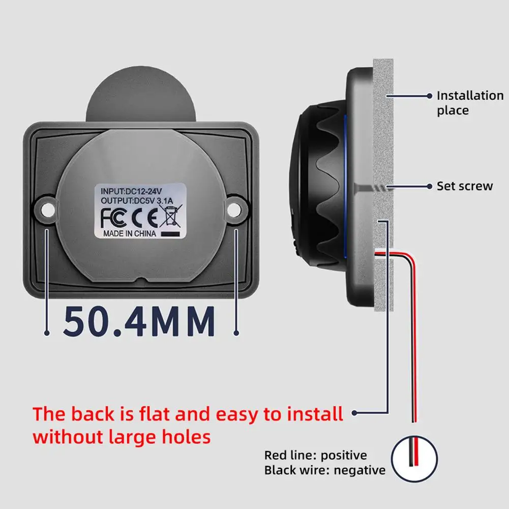 Quick Charge 3.0 Dual USB&PD Type-C Charger Socket Adapter 12V/24V USB Outlet Fast Charging Socket Car Charger Adapter