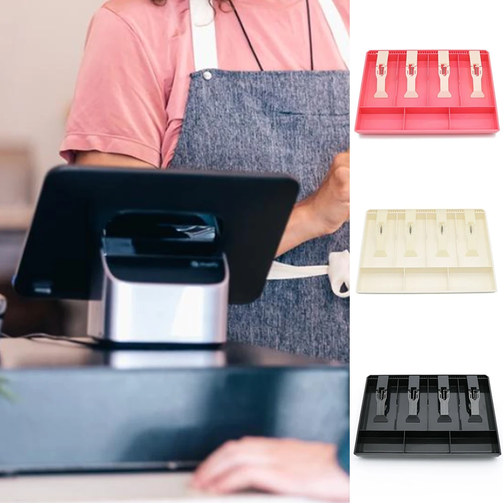 4 Grid Cash Register Coin Drawer Clip Hotel Supermarket Classify Organizer Storage Box