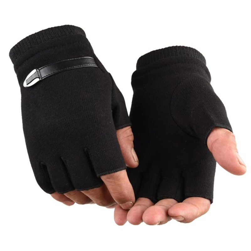 Man Fashion Half Finger Casual Fingerless Gloves Elastic Gloves Mittens Winter Warm For Male fingerless gloves