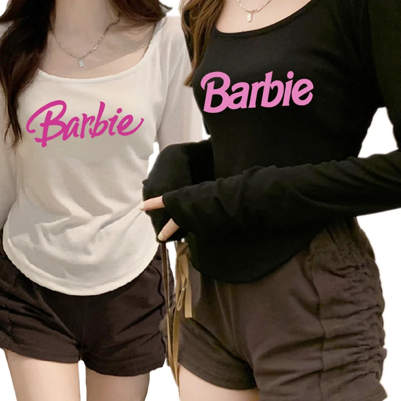 

New Kawaii Y2K Long-Sleeved T-Shirt Anime Barbie Fashion Autumn Casual Girl Bottoming Shirts Tees Long Sleeve Streetwear Gifts