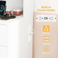 illuminated makeup vanity desk with glass top, 9 drawers, and power outlet for styling 6