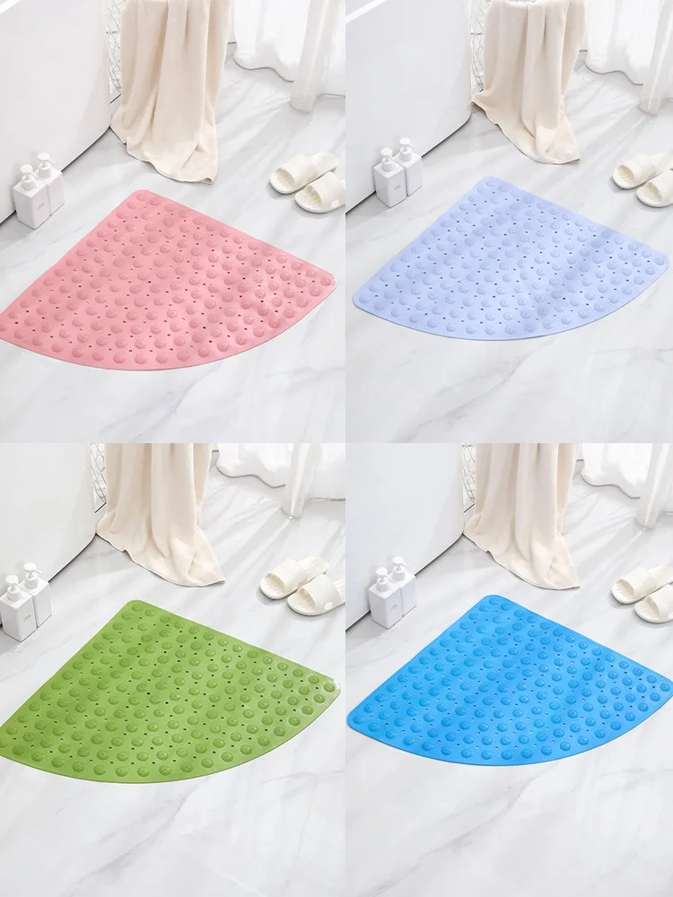 1pc Fan-shaped shower room floor mat Bathroom anti-slip mat Bathroom floor bathroom bathroom