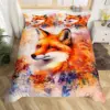Fox Duvet Cover Set Animal Fox Bedding Set Full Size Cute Animal Pattern Printed Comforter Cover Sets for Kids Teenagers Adults 3