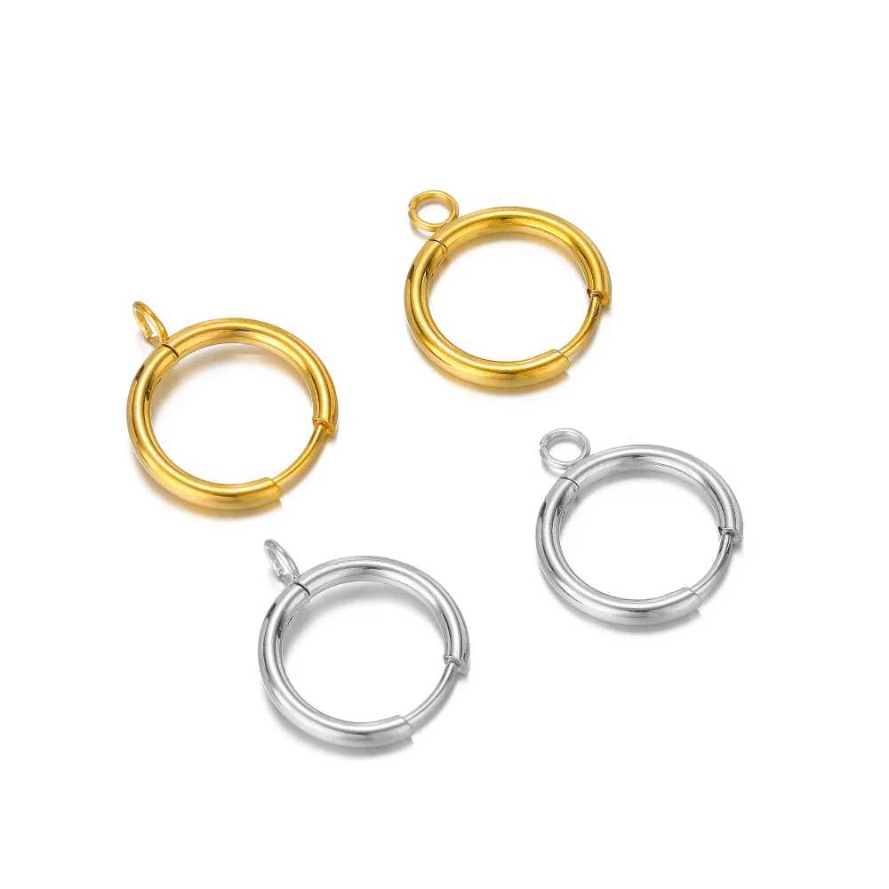 10 stücke Edelstahl 18 Karat Gold innere 12mm Creolen mit Sprung ringen Haken für DIY Ohrring Anhänger Frauen Schmuck Befunde – Detail 1