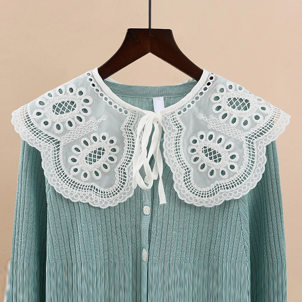 Chiffon Fake Collar Accessories Women European Style False Collar Embroidered Girl\'s Doll Collar Female Bow Tie Fake Collar