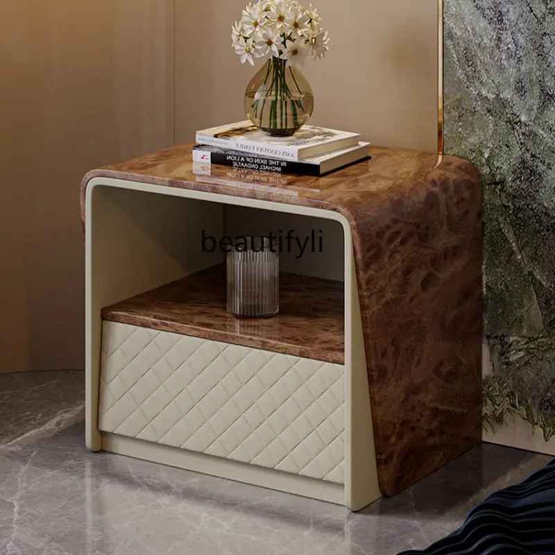 

lt Affordable Luxury Style Bedside Table Fashion Paint Italian Post-Modern High-End Bedroom Wireless Charging Storage Cabinet