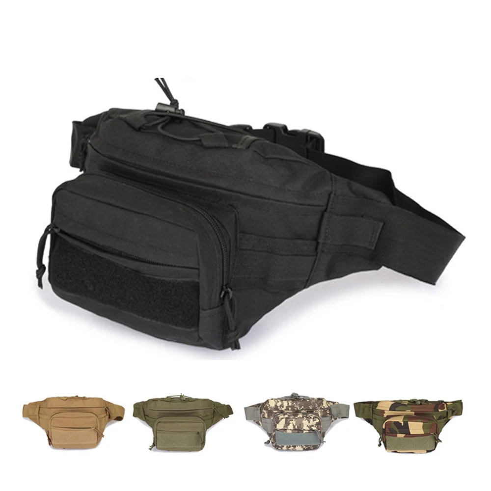 Tactical Fanny Pack, Military Waist Bag Hip Belt Bumbag Utility Bags for  Outdoor Hiking Climbing Fishing with U.S Patch (Black)