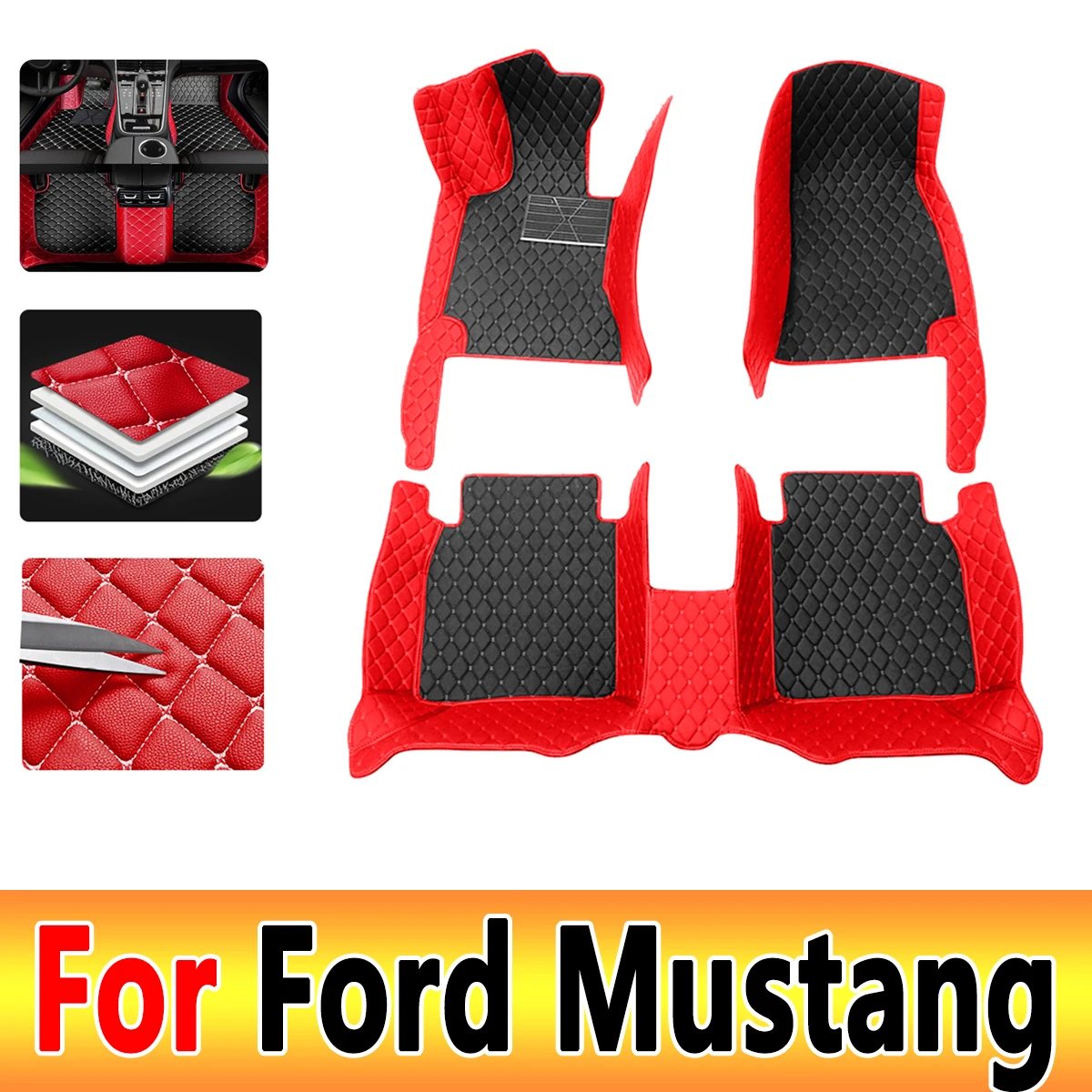

Car floor mats for Ford Mustang 2015 2016 2017 2018 2019 2020 2021 2022 Custom auto foot Pads automobile carpet cover