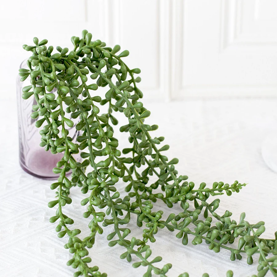 1 Bunch of Realistic Artificial Succulents Lover's Tears Vine Indoor Room Outdoor Garden Balcony Porch Flower Pot Hanging Basket Cuttings Creative Artificial Green Plants Birthday Housewarming Gift