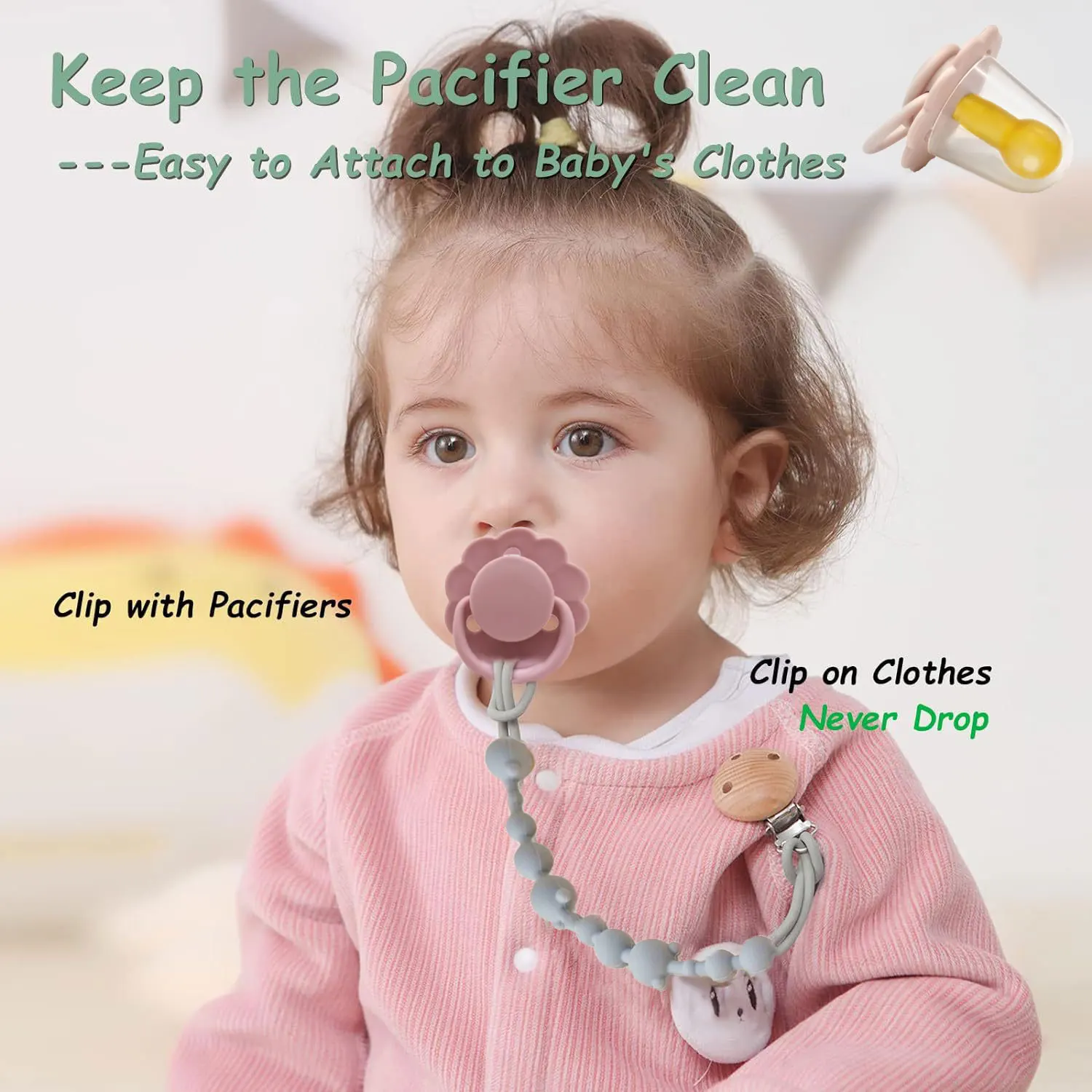 Natural latex pacifier for newborns 0-3 years old small flower shape dust lid three air holes bpa free gift for babies