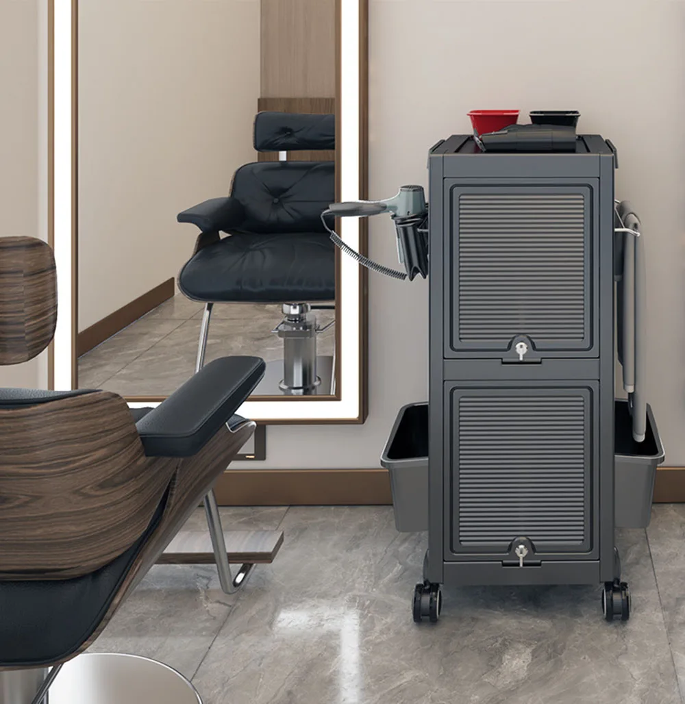 Multi-layer Large Capacity Hairdressing Trolley Salon Trolley Cart Splint Curling Iron Storage Shelf Blower Stand Barbershop