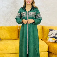 

Dubai Hijab Women Dresses Embroidery Elegant Vintage Long Sleeve Muslim Abaya Islam Turkey Long Dress Kaftan Jellaba Moroccan