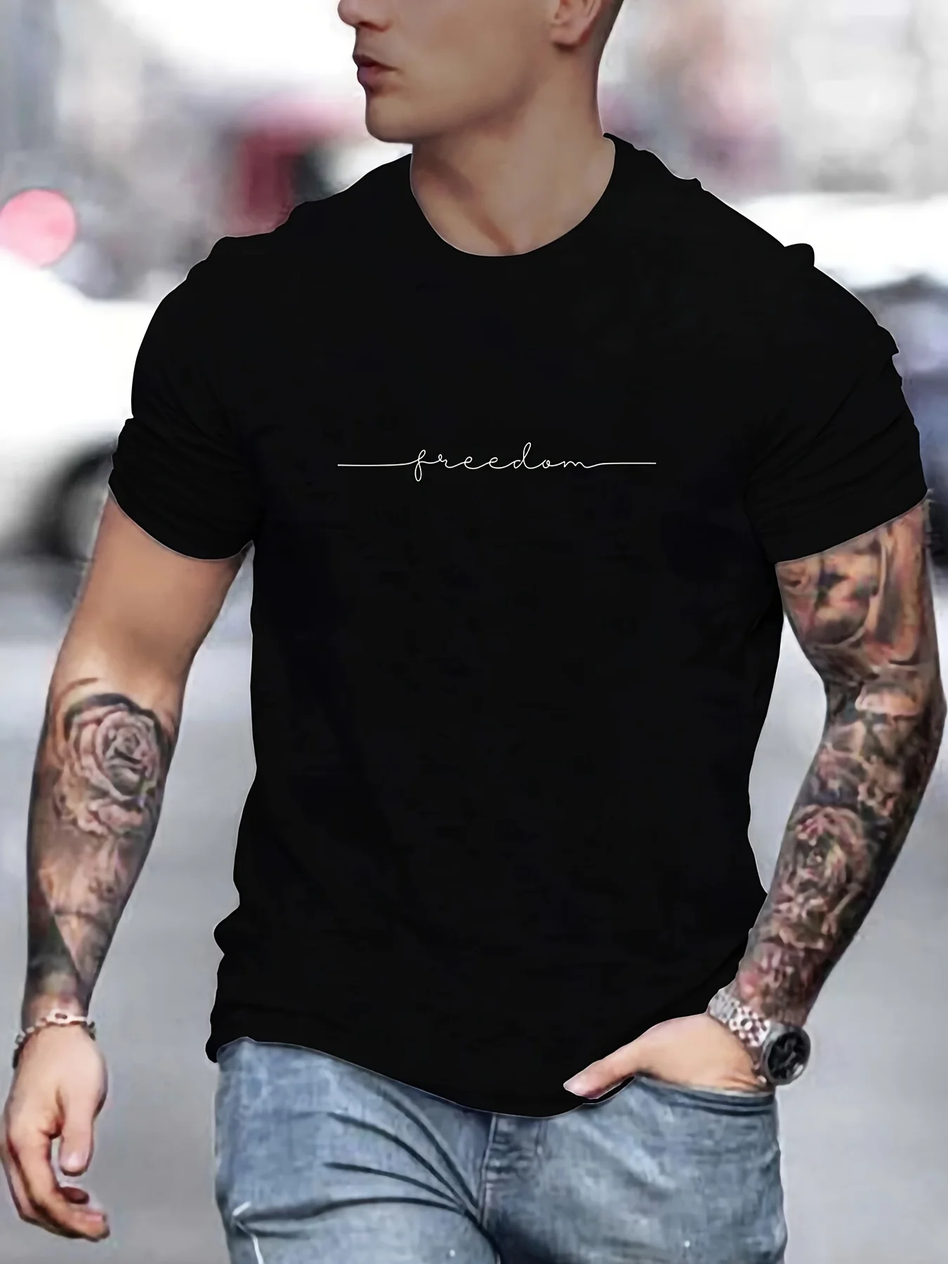 Mens Casual Cotton Graphic T-Shirt - Slim Fit Summer Top