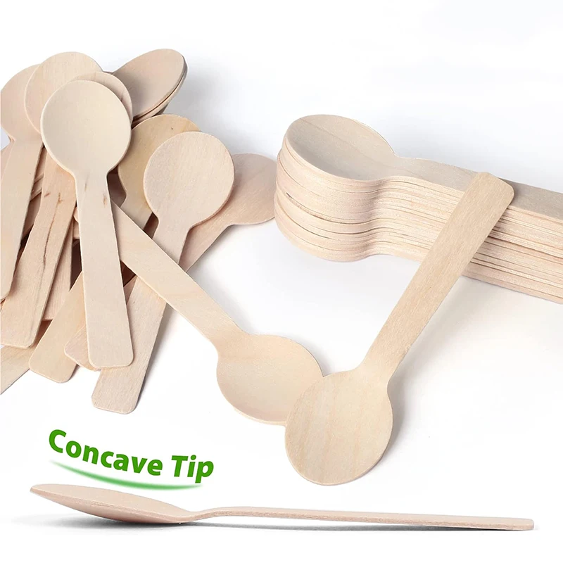 50/100/200Pcs Mini Wooden Spoons Disposable Tasting Sampling Spoons Biodegradable Birchwood Taster Spoons