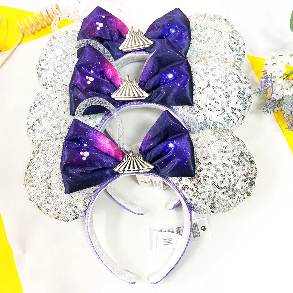 Hair Headband Accessories Cosplay Accessories Disney Minnie Ears Headband Holiday Party Sequins Headdress Bows EARS COSTUME Cosplay Plush Adult/Kids Headband Gift