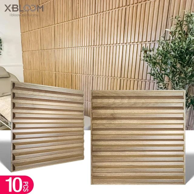 แผ่นผนังลายไม้ 3 มิติ ขนาด 30 ซม. 10 ชิ้น ลายเพชร ไม่ใช่แบบติดเอง กระเบื้องติดผนัง 3 มิติ สติ๊กเกอร์ติดผนังห้องนั่งเล่น ห้องน้ำ วอลเปเปอร์ติดผนัง 1