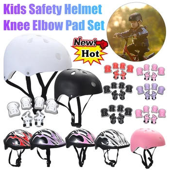 7Pcs/Set Helmet Knee Elbow Pad Set Guards Protective Gear Sets For Roller Skates Cycling Bike Skateboard Sports For Kids Safety 1