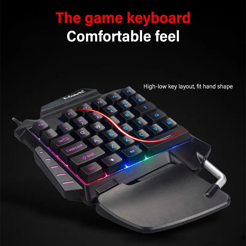 한 손으로 치킨 게임 기계식 키보드, USB 유선 게임, 휴대용 인체 공학적 LED 백라이트, 미니 PC 키보드, PS4 Xbox용