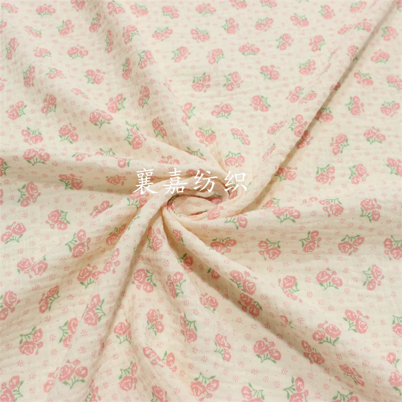 135x50cm Double-Layer Cotton Gauze Crepe Floral Fabric,making Children's Pajamas Home Wear Cloth