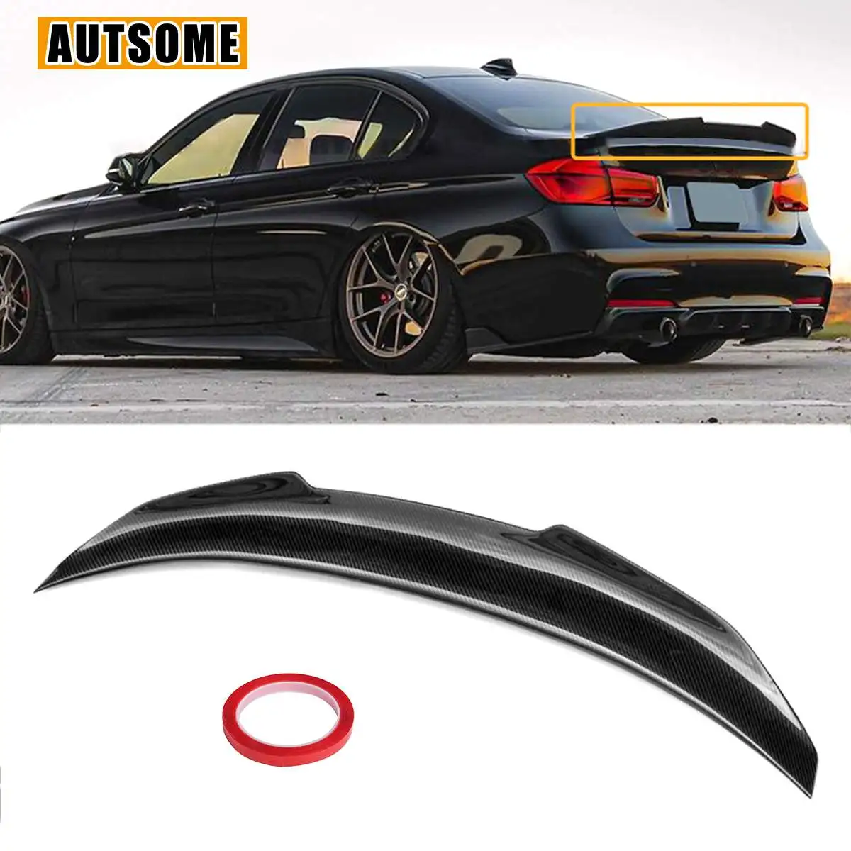 

Car Rear Spoiler Wing Lip For BMW 3 Series F30 F80 PSM Style Glossy Black Color Performance Trunk Boot Spoiler Wing