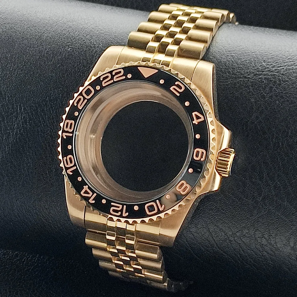 Premium GMT Watch Case with Bidirectional Sapphire Bezel and Slide Buck, 40MM, 5Bar Water Resistance