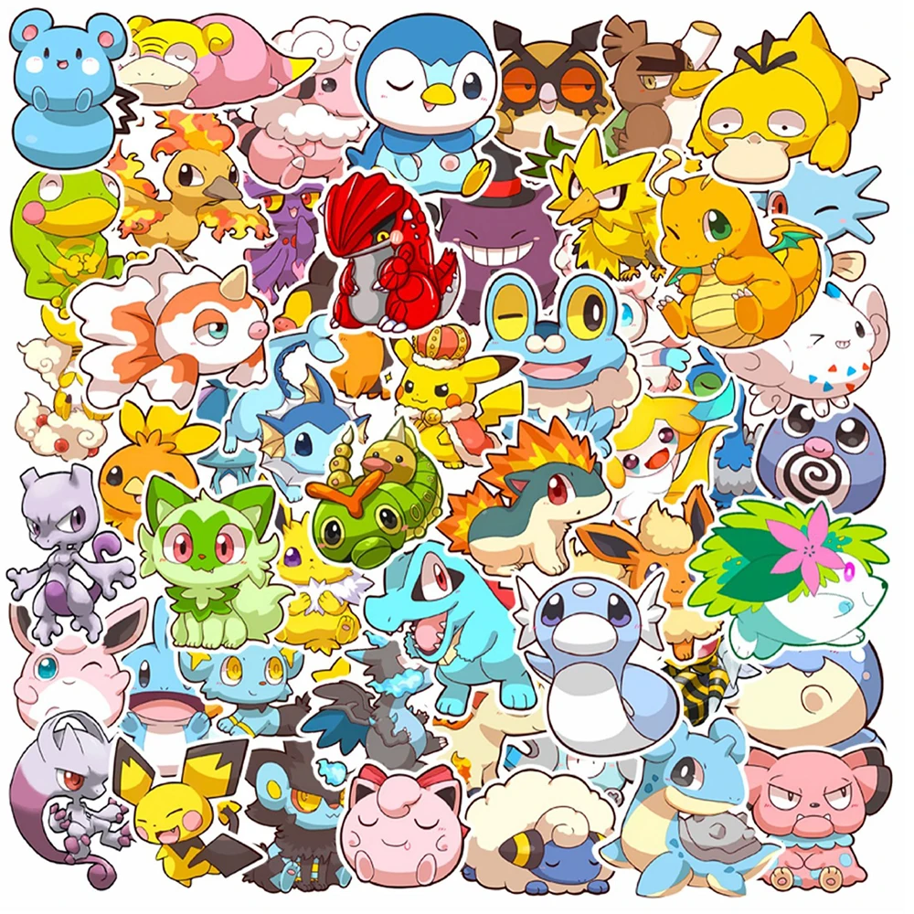 

10/30/50pcs Cool Anime Pokemon Stickers Cartoon Graffiti Decals DIY Skateboard Luggage Helmet Waterproof Sticker Fun for Kid Toy