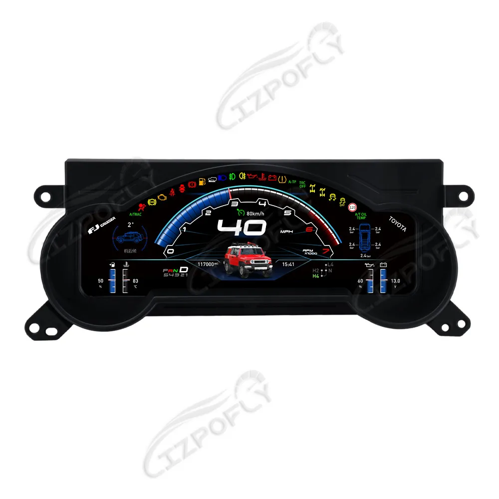 Tablero de instrumentos digitales para coche, para TOYOTA LAND CRUISER FJ 2007-2022, pantalla de medidor de instrumentos automático, unidad principal TPMS, cabina Virtual 1