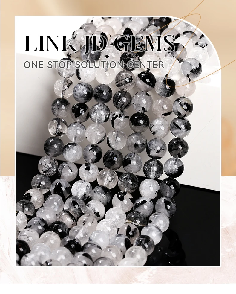 3A Quality Natural Black Rutilated Quartz Round Loose Crystals Healing Beads For Jewelry Making Diy Bracelet Necklace Accessory
