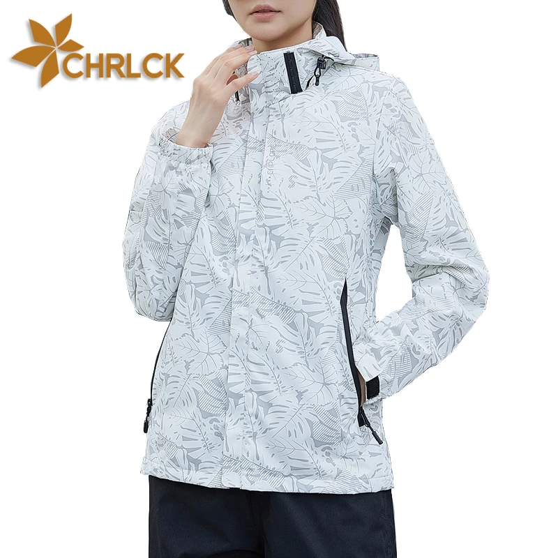 

CHRLCK Women's Waterproof Hiking Jacket New Spring Windproof Running Jacket Women Camping Fishing Hunting Trekking Coats