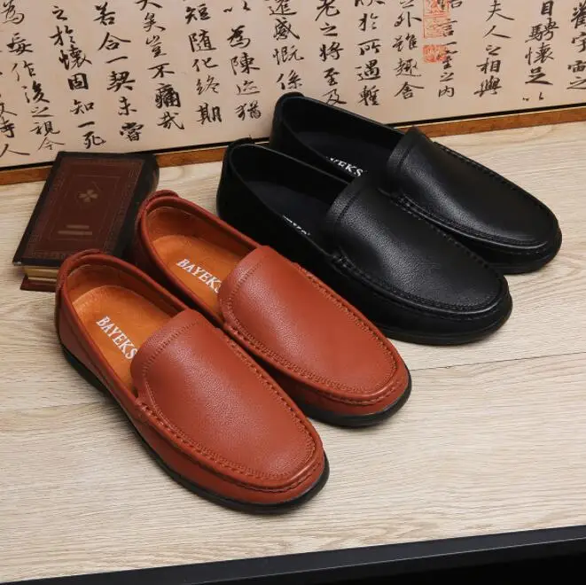 

Summer new soft and comfortable leather shoes men's formal leather shoes hollow leather shoes beanie shoes