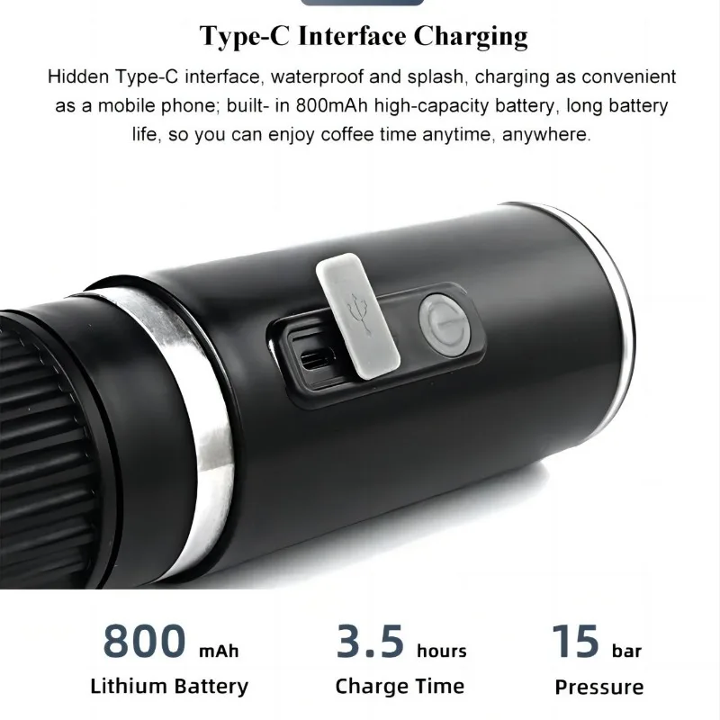Multi-purpose Portable Capsule Coffee Machine Italian High-pressure Wireless Electric Accompanying Coffee Pot Outdoor Heated