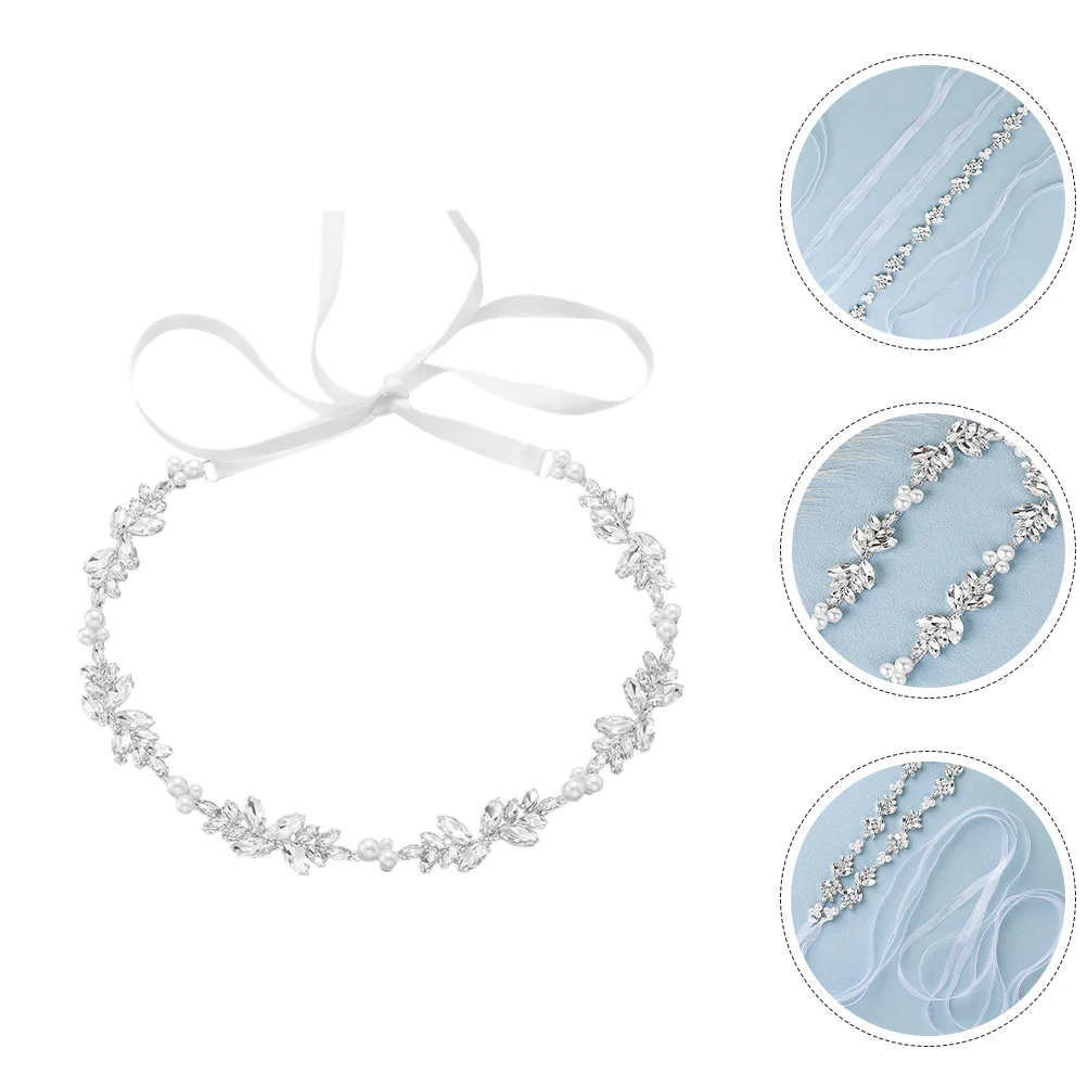 

Bride Sash Wedding Belt Dress Pearl Rhinestone Belts Women Fabric Accessories Bling Formal