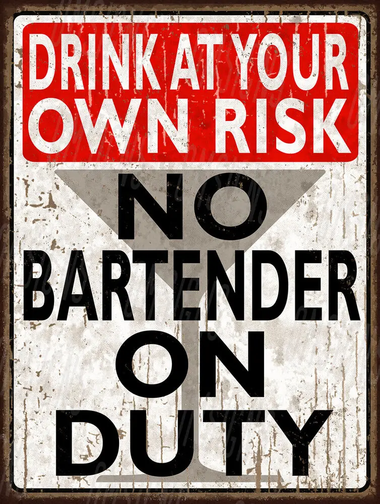 

Humorous Drink At Your Own Risk Metal Sign Bar Decor
