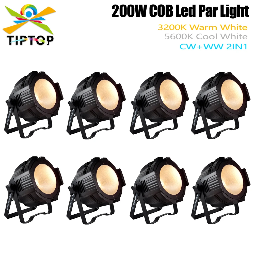 

TIPTOP 200W COB Par Light- Stage Light Warm White Pure White DMX Dimmable for Camera Photo Church Theater Studio Lighting